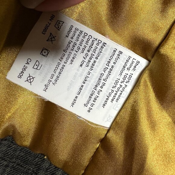 Helly Hansen Mens Plaid Jacket Medium Gray Insulated Padded Coat Gold Lining - Picture 7 of 12